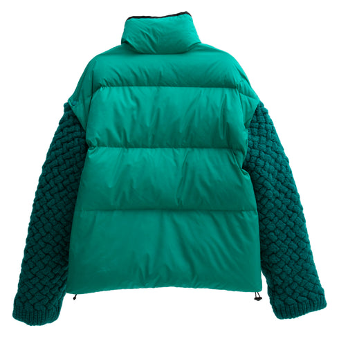 Bonsai Knit Mix Puffer Jacket Green OT008 Degli Uberti